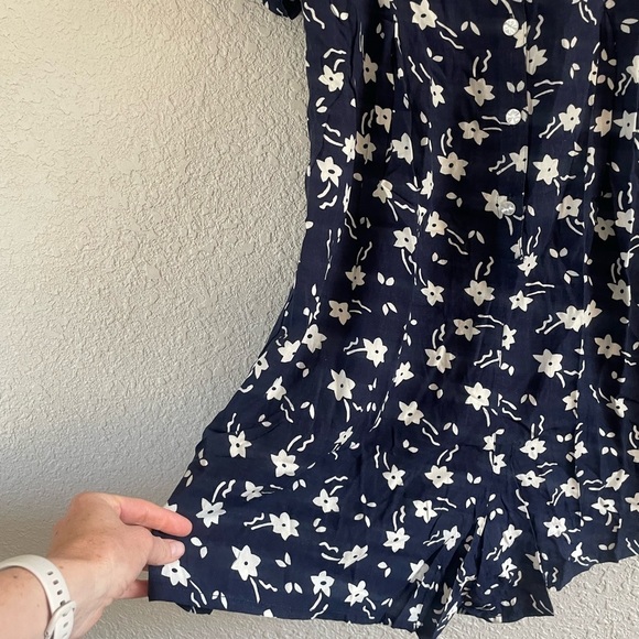 Vintage Blue Floral Shorts Romper - Picture 6 of 14